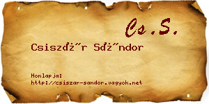 Csiszár Sándor névjegykártya